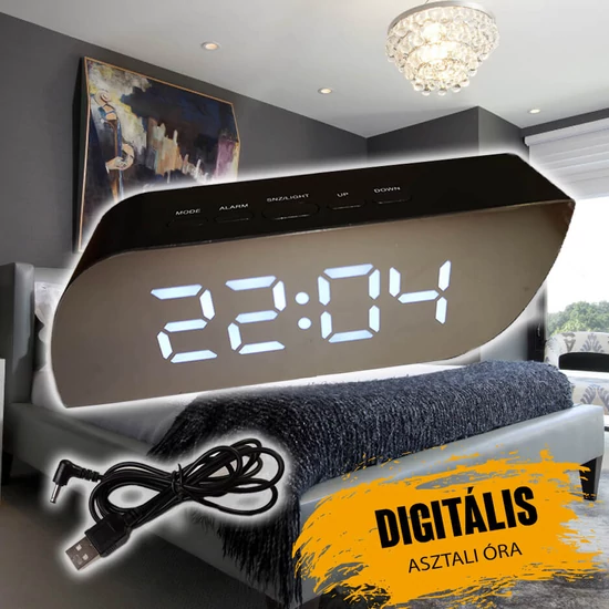 Digitális tükrös asztali óra