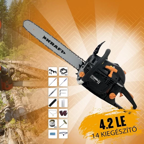 Kraft benzinmotoros láncfűrész + 14 kiegészítő KF/CHS42G-018