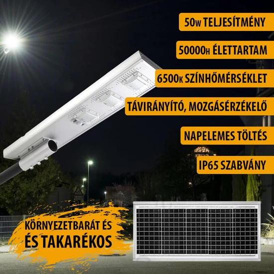 Napelemes utcai lámpa 50W JD1950