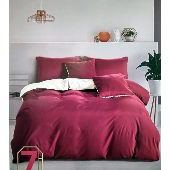 LUNA 7 részes egyszínű ágynemű garnitúra - bordó