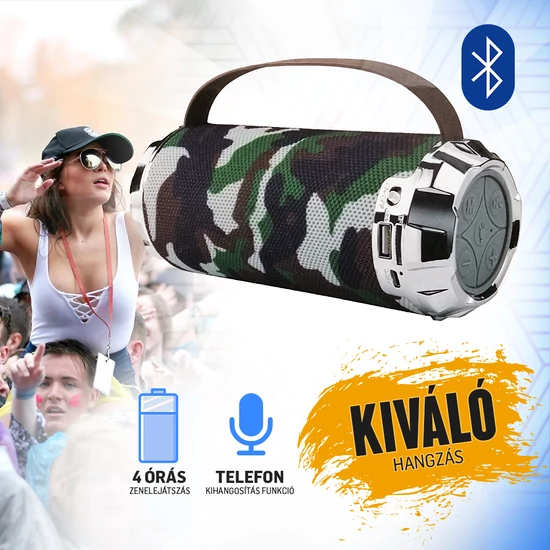 Bluetooth hangszóró, elemlámpa funkcióval AK116