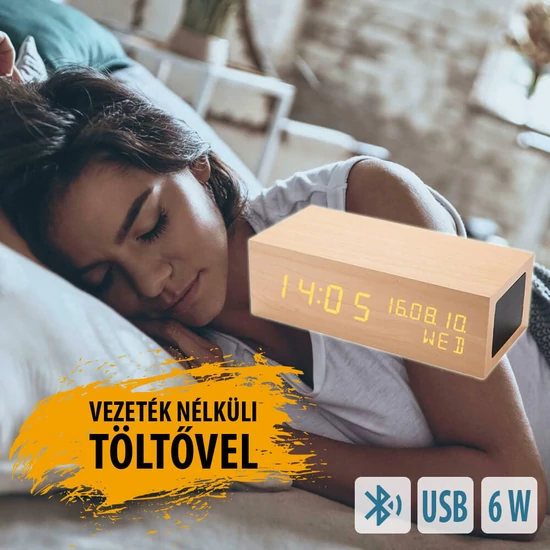 Fa digitális óra Bluetooth hangszóróval